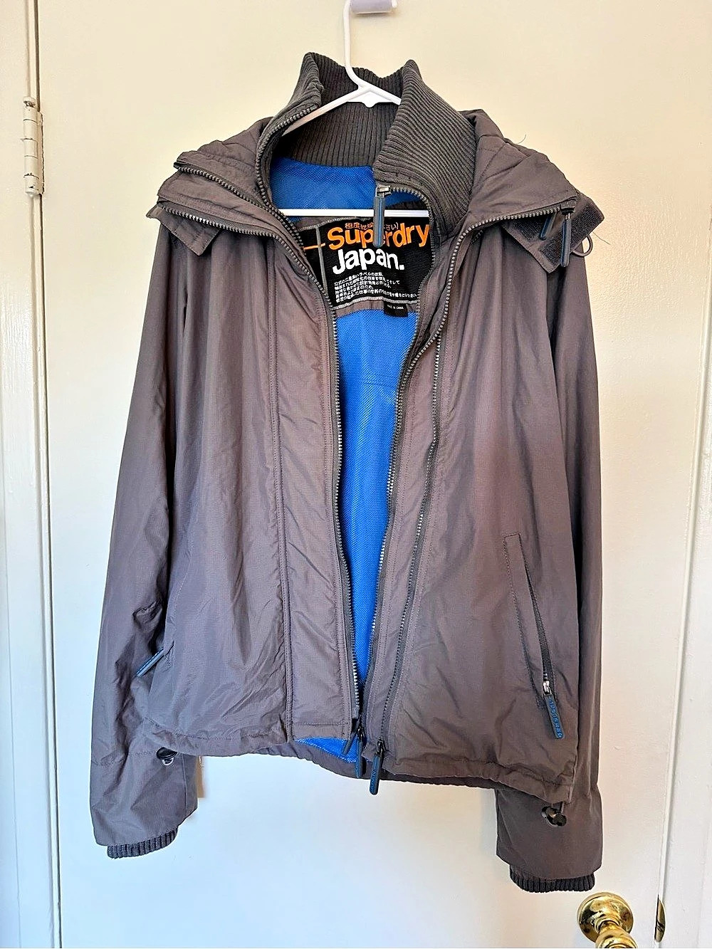 Superdry The Windcheater Jacket Men's M Gray Blue Zip